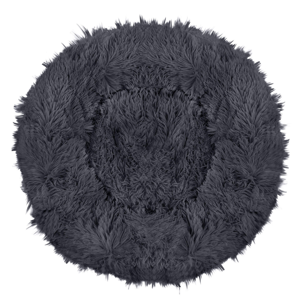 Pat  pentru caini si pisici, cu husa detasabila, gri inchis, diametru 80cm