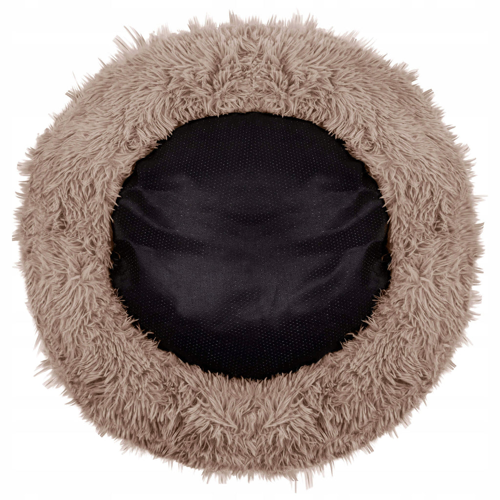 Pat  pentru caini si pisici, cu husa detasabila, maro deschis, diametru 80cm