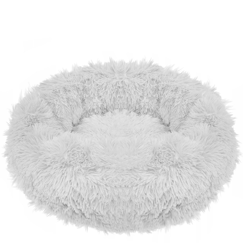 Pat  pentru caini si pisici, cu husa detasabila, gri, diametru 90cm