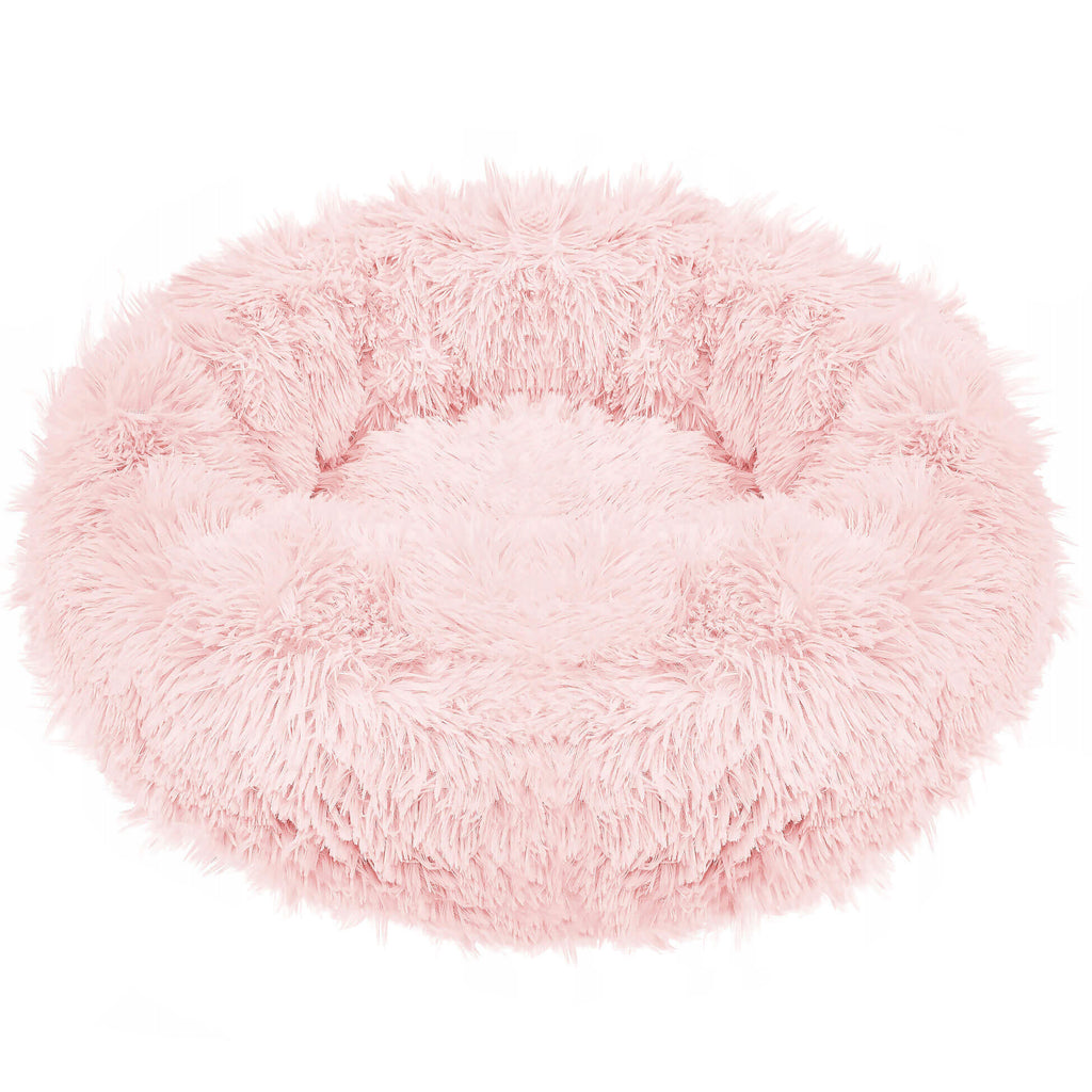 Pat  pentru caini si pisici, cu husa detasabila, roz deschis, diametru 50cm