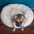 Pat  pentru caini si pisici, cu husa detasabila, bej, diametru 90cm