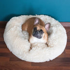 Pat  pentru caini si pisici, cu husa detasabila, bej, diametru 60cm