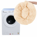 Pat  pentru caini si pisici, cu husa detasabila, crem, diametru 70cm