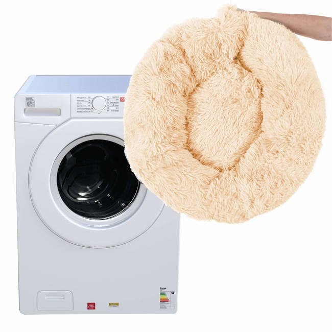 Pat  pentru caini si pisici, cu husa detasabila, crem, diametru 50cm