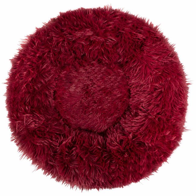 Pat  pentru caini si pisici, cu husa detasabila, visiniu, diametru 60cm