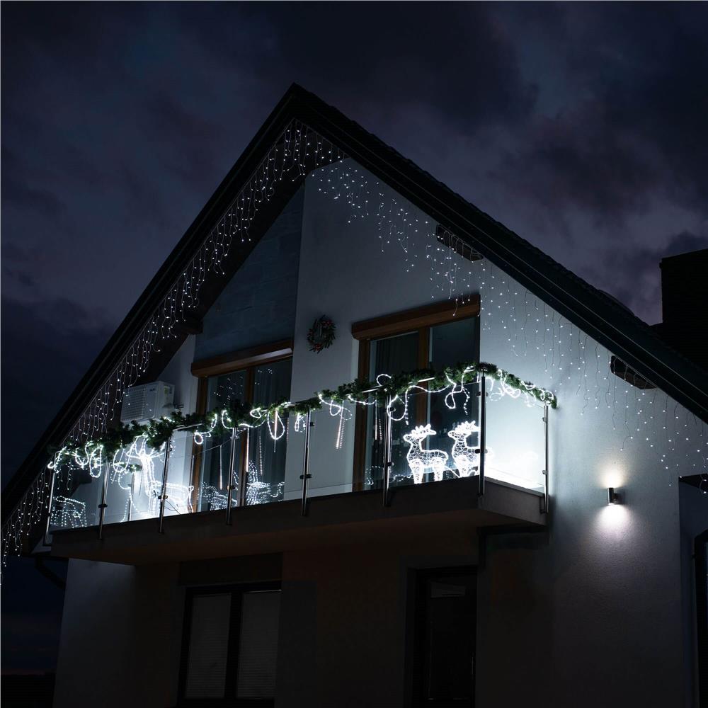 Ghirlanda luminoasa tip perdea 300 LED-uri, 12m, pentru interior/exterior, cu flash, iluminare alba