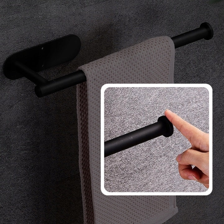 Suport hartie igienica din otel, prindere fara gaurire, 33.5cm, negru