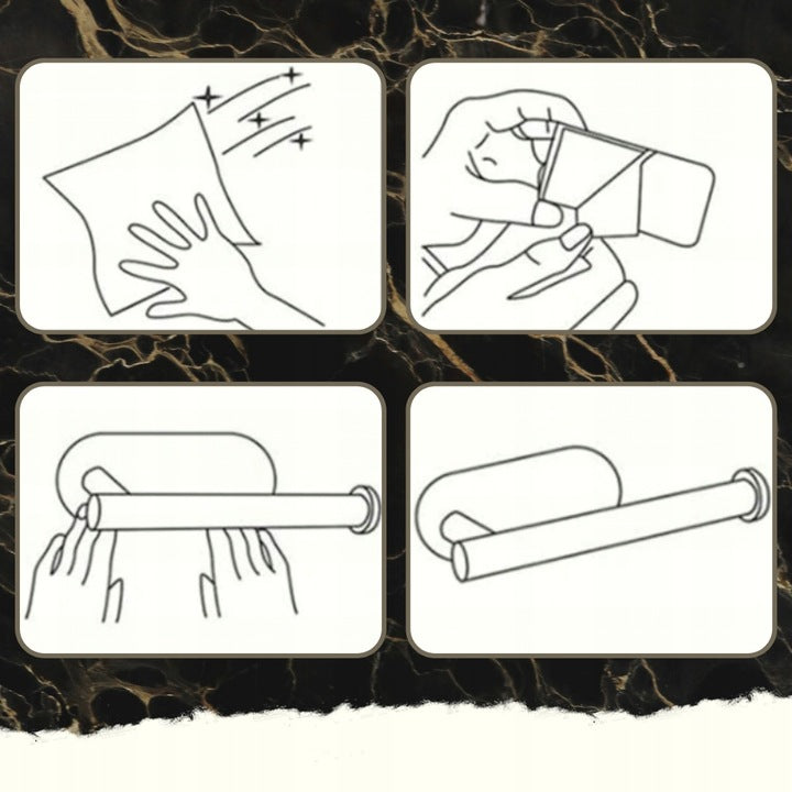 Suport hartie igienica din otel, prindere fara gaurire, 33.5cm, negru