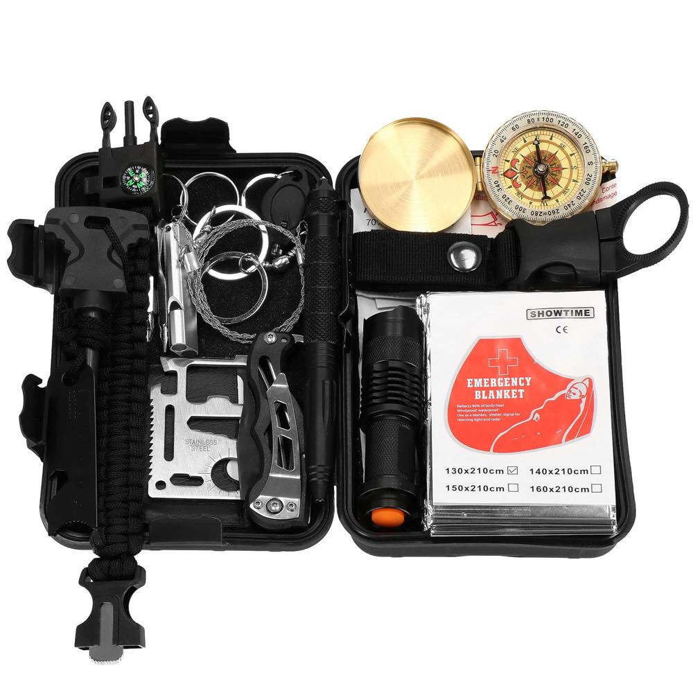 Kit de supravietuire turistic multifunctional camping, vanatoare, pescuit, 19 piese