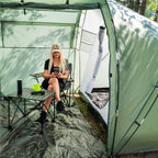 Cort camping, impemeabil, 2 camere + hol, 4 locuri, 460x200x245cm, verde