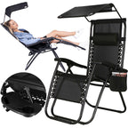 Sezlong pliabil  GC3, Relax Zero Gravity cu parasolar, 175cm, negru