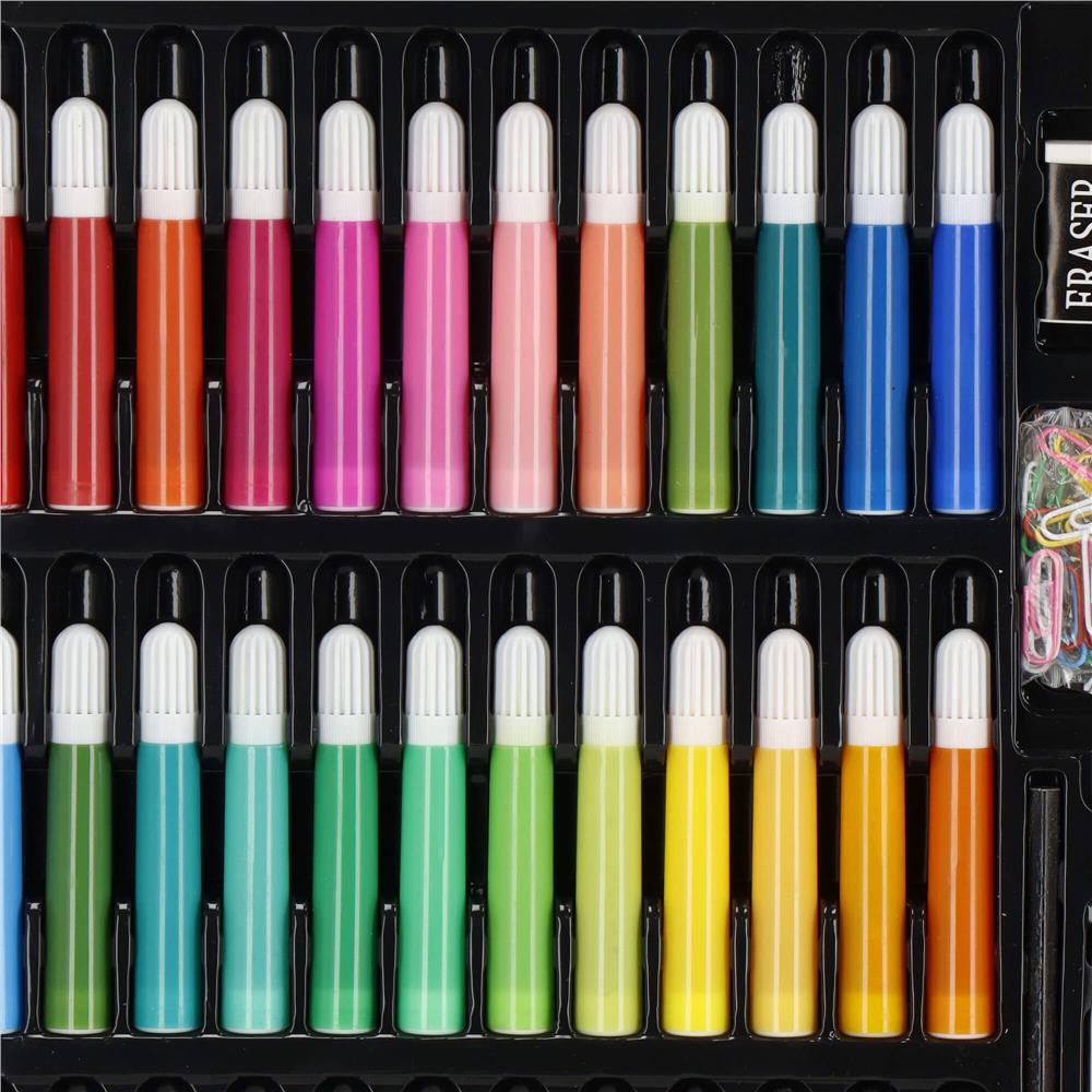 Set de pictura si desen pentru copii, 150 de piese, trusa lemn maro