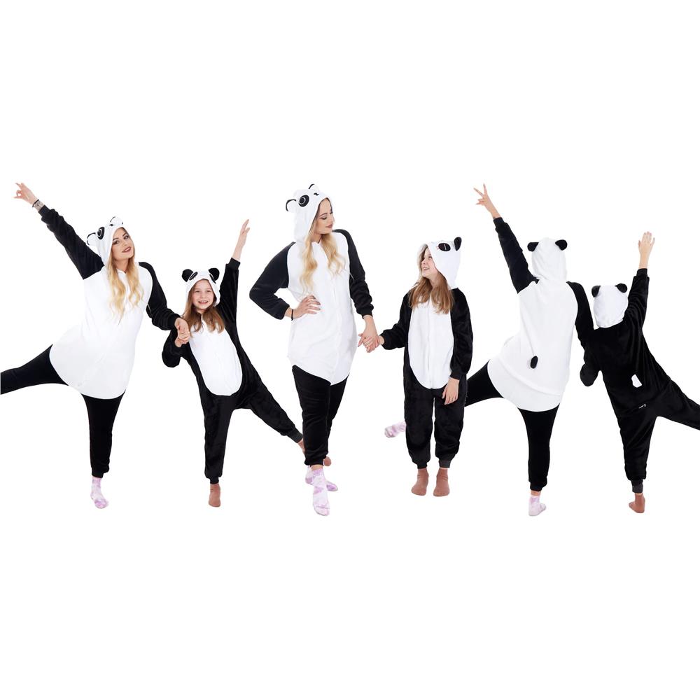 Pijama tip salopeta pentru copii, model panda, marime 125-140cm