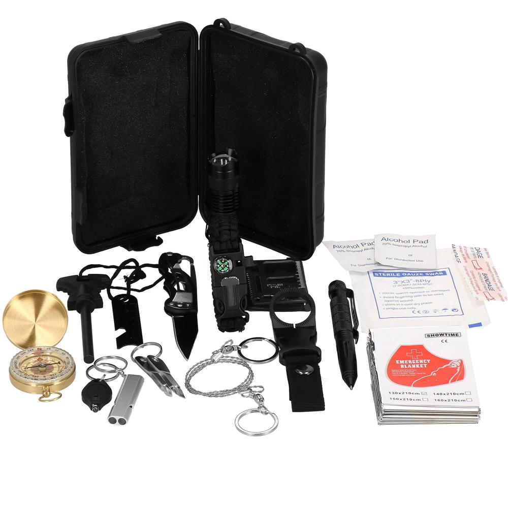 Kit de supravietuire turistic multifunctional camping, vanatoare, pescuit, 19 piese