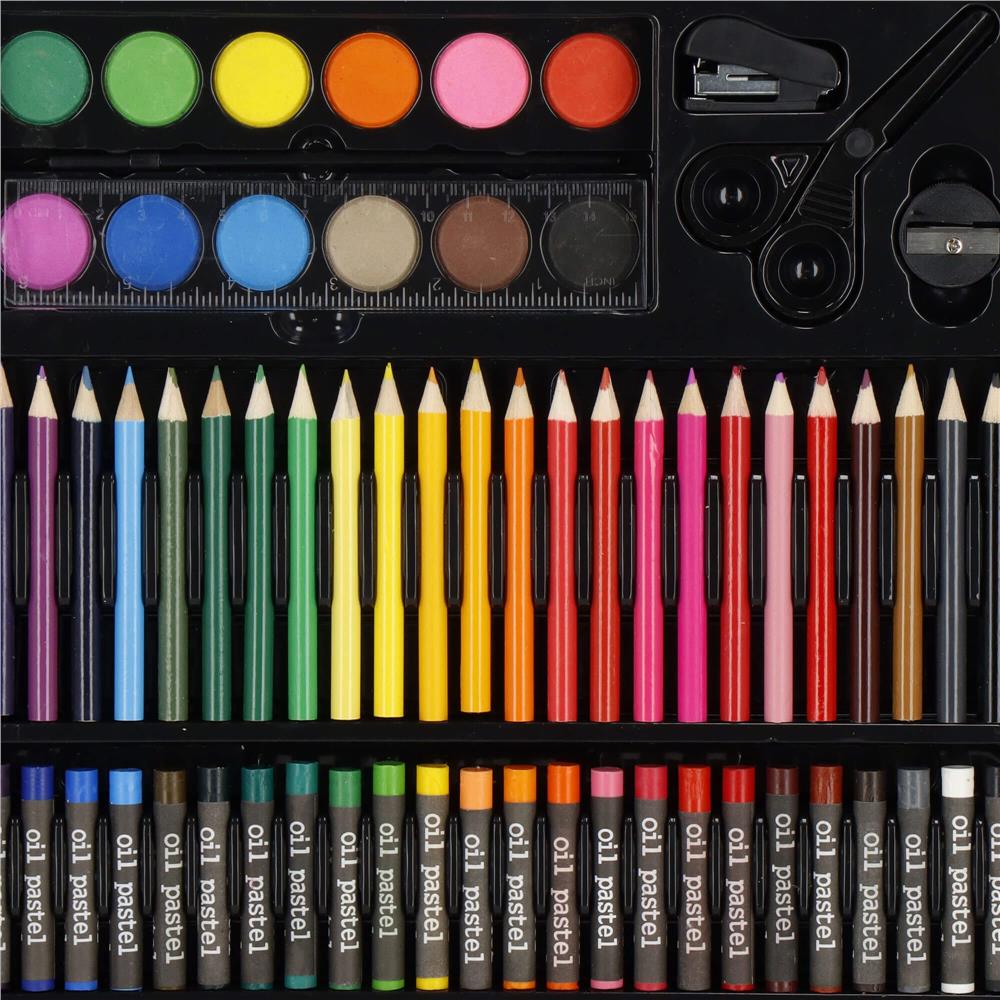 Set de pictura si desen pentru copii, 150 de piese, trusa lemn maro