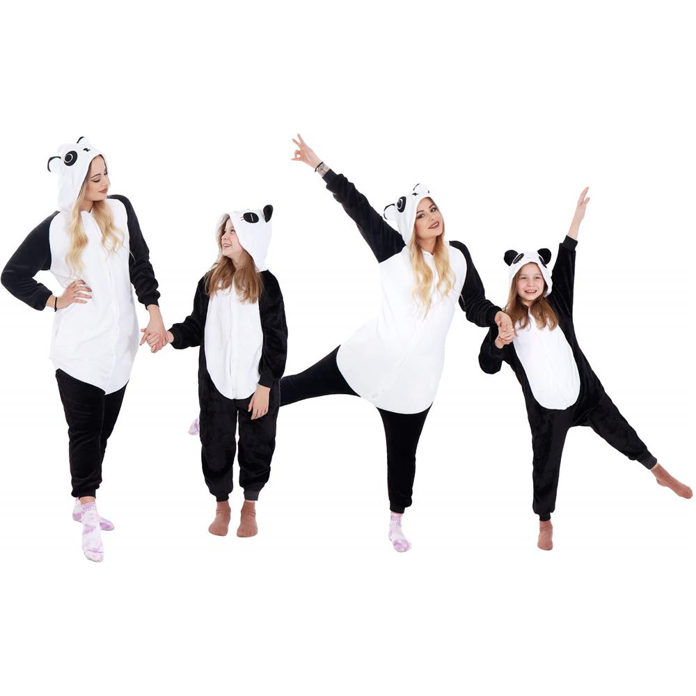 Pijama tip salopeta pentru copii, model panda, marime 125-140cm