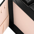 Cutie depozitare si organizare bijuterii, piele ecologica + velur, 26 x 21,5 x 19 cm, negru