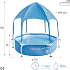 Piscina rotunda cu cadru meltalic si parasolar Canopy Intex 28290NP, D183xH38 cm