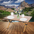 Masa pentru camping cu sistem de pliere rapida, cadru metalic, 90x60x44cm, maro