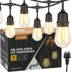 Ghirlanda luminoasa decorativa pentru exterior, alimentare la priza, 10 metri, 10 becuri LED cu iluminare calda 3000K, IP 44