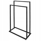 Suport metalic de baie pentru prosoape, cu 2 standuri, 84 cm, negru