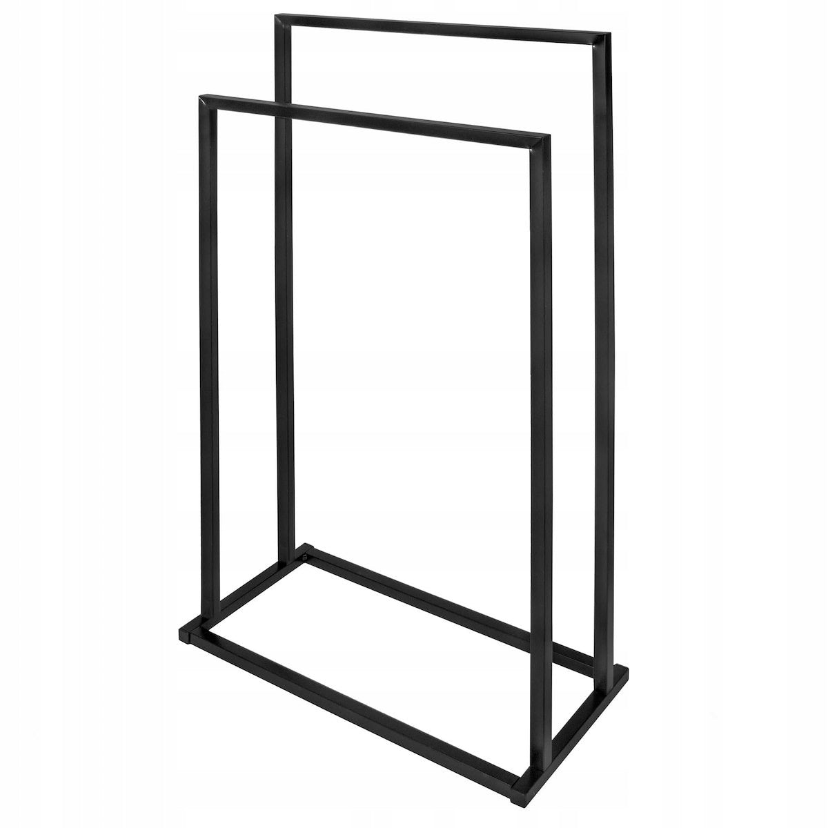 Suport metalic de baie pentru prosoape, cu 2 standuri, 84 cm, negru