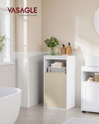 VASAGLE Dulap de baie de perete cu 3 polite, usa cu directie de deschidere reglabila, 30x40x80 cm, alb cu bej