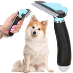 Perie trimmer pentru caini si pisici cu par lung sau scurt, autocuratare, lama 10cm, negru albastru