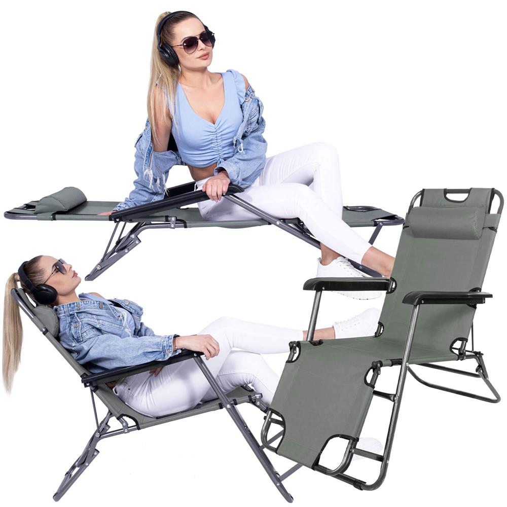 Sezlong pliabil  GC30, Relax Zero Gravity, 80x60x153cm, gri mediu