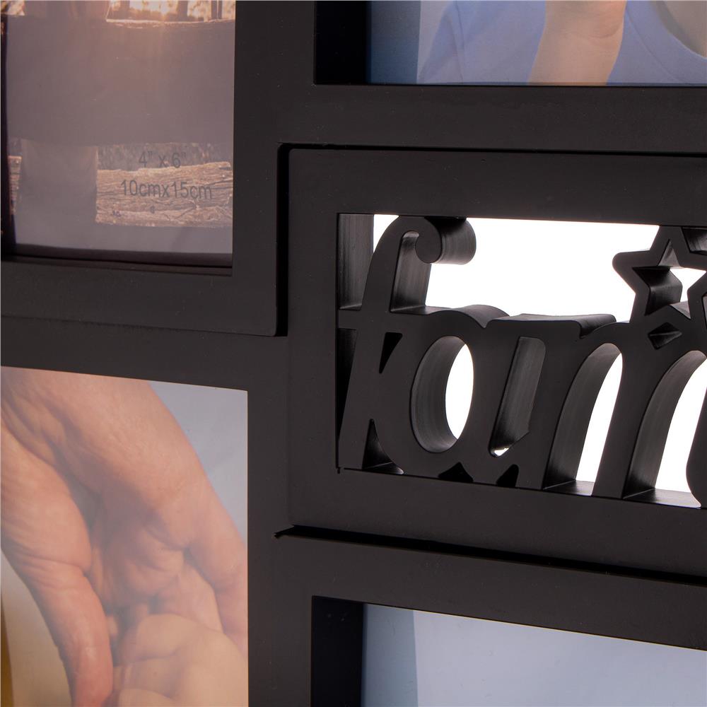 Rama foto de perete, colaj de 6 fotografii, 36x42cm, negru