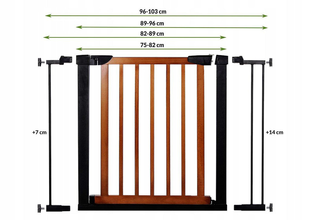 Poarta de siguranta Safety Gate pentru scari, ajustabila 96-103 cm, din otel si lemn, negru maro