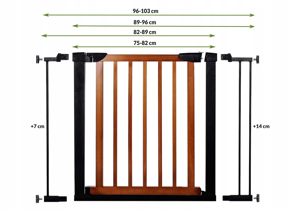 Poarta de siguranta Safety Gate pentru scari, ajustabila 96-103 cm, din otel si lemn, negru maro