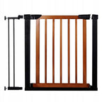 Poarta de siguranta Safety Gate pentru scari, ajustabila 90-96 cm, din otel si lemn, negru maro