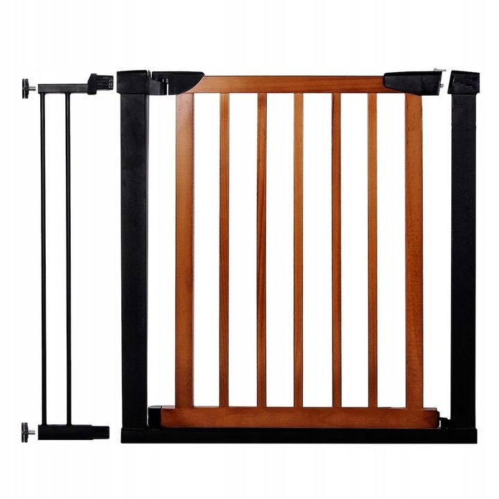 Poarta de siguranta Safety Gate pentru scari, ajustabila 90-96 cm, din otel si lemn, negru maro