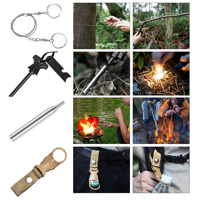 Kit de supravietuire turistic multifunctional camping, vanatoare, pescuit, 12 piese