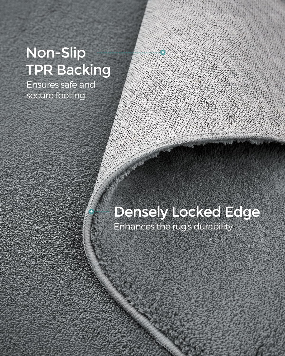 SONGMICS Covor decorativ antiderapant, lavabil la masina, 160×230 cm, gri