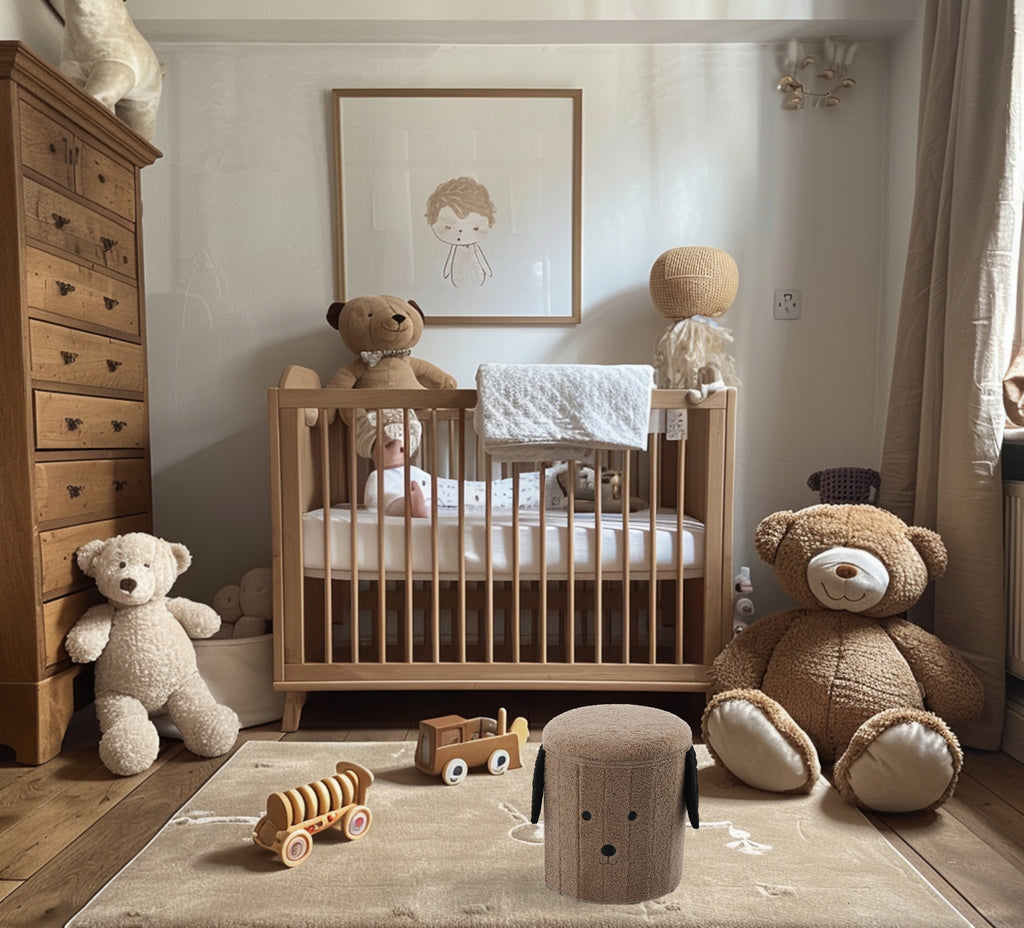 Taburet pentru copii, pliabil cu spatiu depozitare, 80kg, 28×34 cm, maro