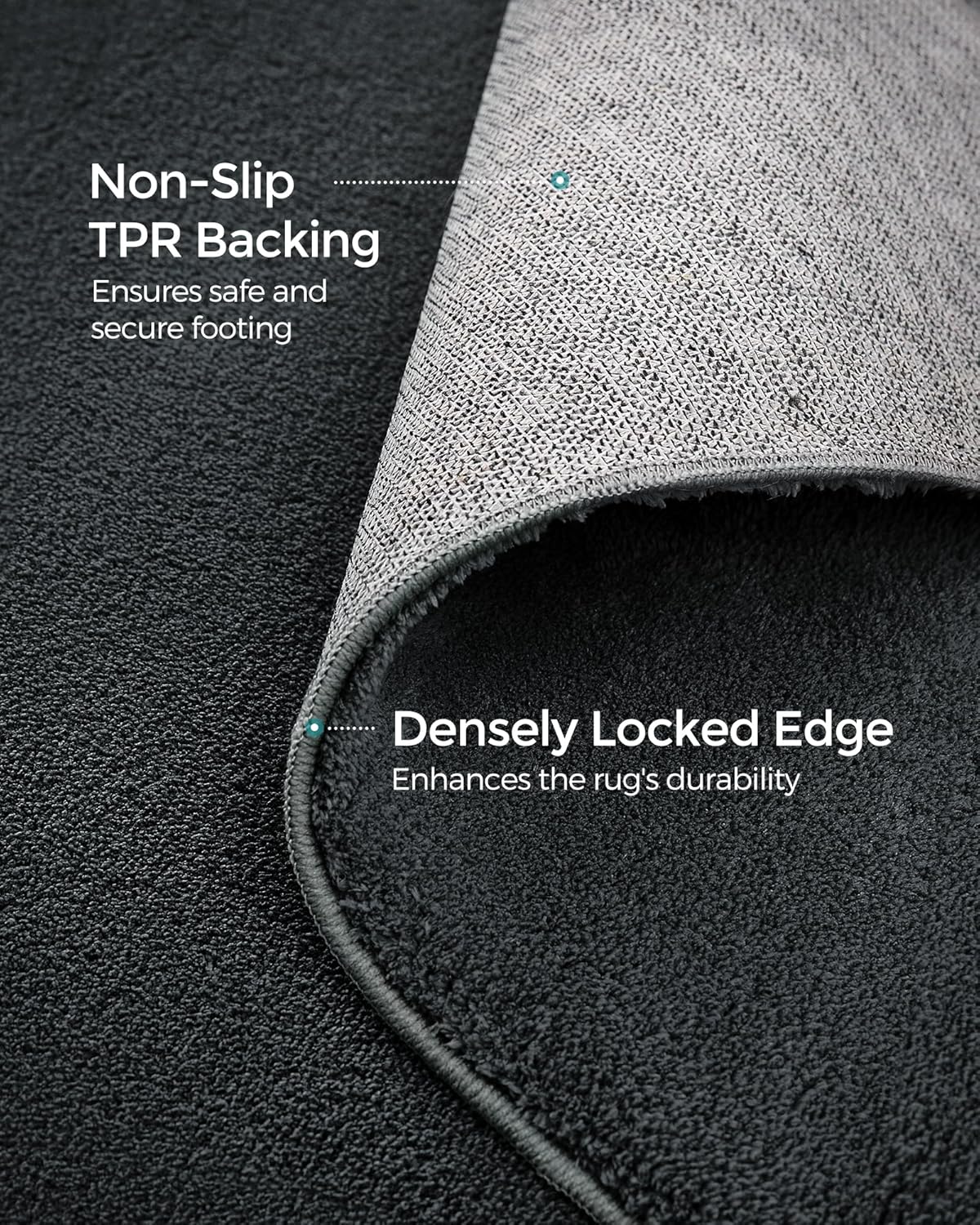 SONGMICS Covor decorativ antiderapant, lavabil la masina, 160×230 cm, gri carbune