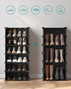 SONGMICS Dulap de depozitare pantofi modular, configurabil cu 10 compartimente, 43x31x173 cm, negru