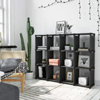 SONGMICS Raft de depozitare modular cu 12 cuburi, textil, personalizabil, 30x105x140 cm, negru