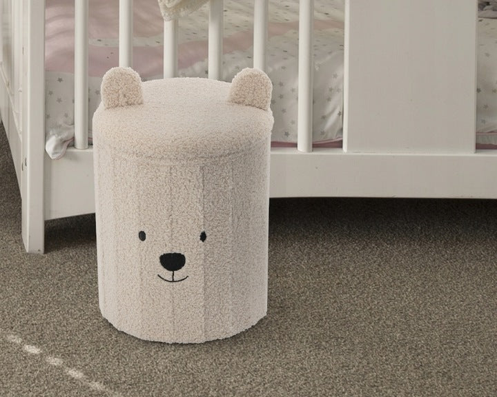 Taburet pentru copii, pliabil cu spatiu depozitare, 80kg, 28×34 cm, bej