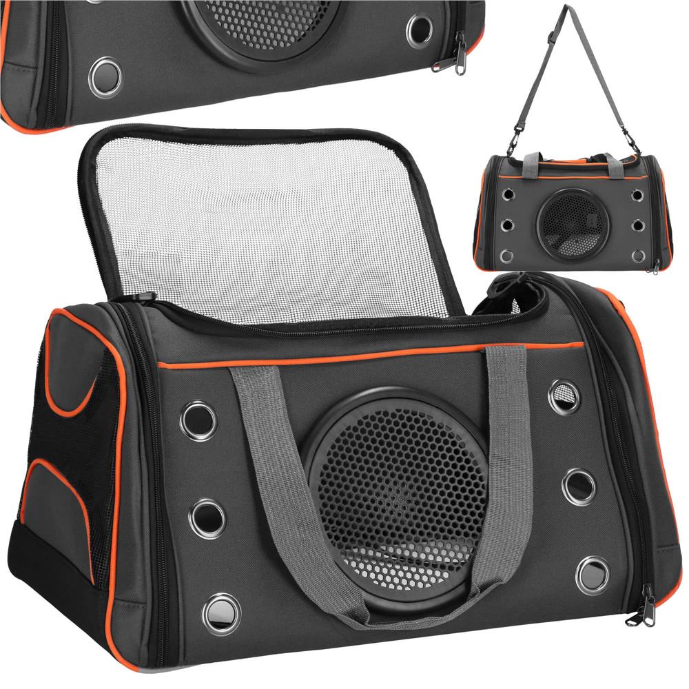 Geanta pentru transport animale mici-medii, pentru caine si pisica, pliabila, 24x48x33 cm, gri