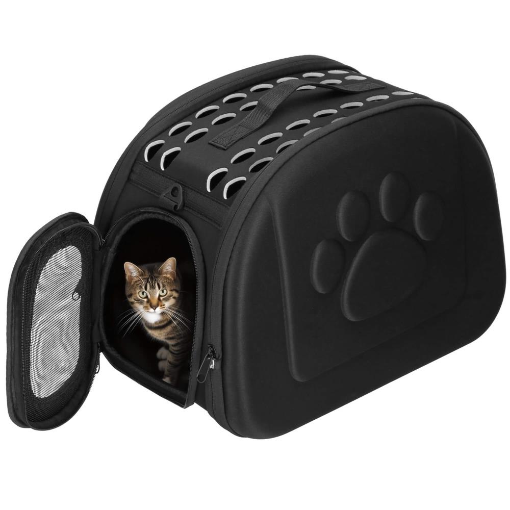 Geanta pentru transport animale mici-medii, pentru caine si pisica, pliabila, curea de umar, 25x45x37 cm, negru