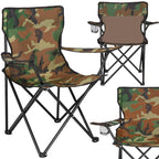 Scaun pliabil camping sau pescuit, suport pahar, 80x40x45cm, camuflaj