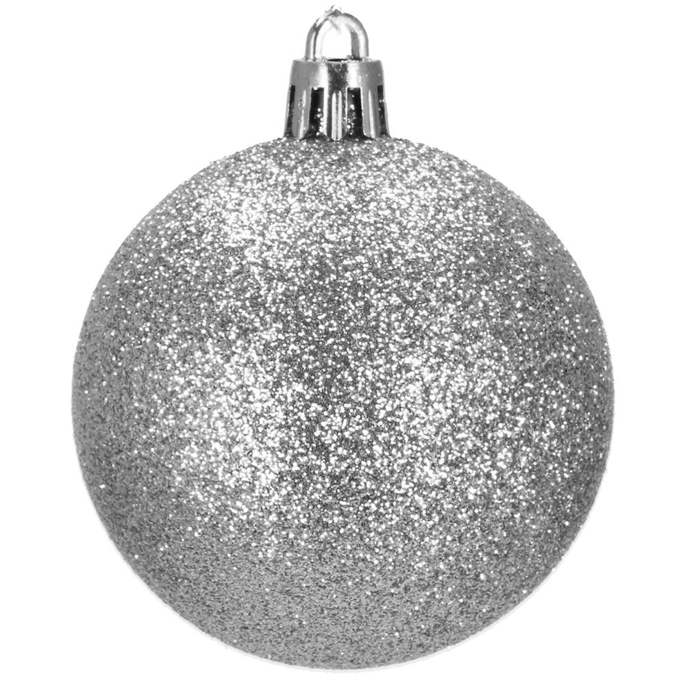 Set globuri de Craciun, 20 bucati, 3 modele, 4cm, argintiu