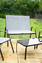 Set mobilier gradina textilene, 2 scaune, 1 canapea si 1 masa, gri deschis
