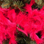 Ghirlanda pentru decor sau bradul de Craciun, model puf si pene, rosu intens, 180cm