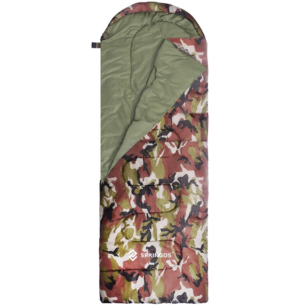 Sac de dormit tip mumie, cu geanta de transport, 210x73cm, 8-20grade, culoare camuflaj