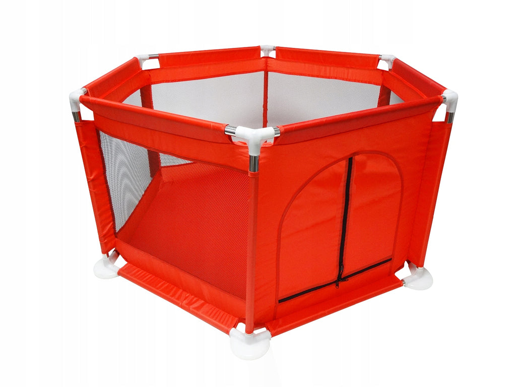 Tarc loc de joaca pentru copii sau bebe, material textil, rosu, 130x60cm