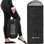 Sac de dormit tip mumie, cu geanta de transport, 210x73cm, 8-20grade, culoare negru